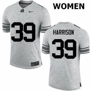 NCAA Ohio State Buckeyes Women's #39 Malik Harrison Gray Nike Football College Jersey LGD6745GK